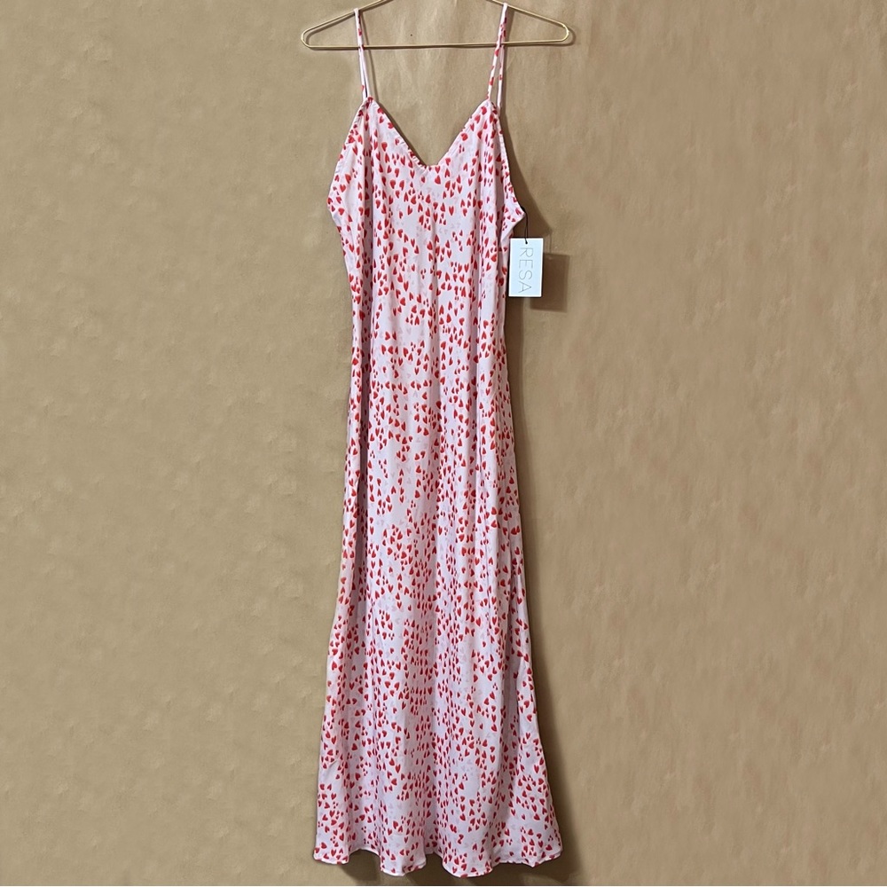 RESA Pink and Red Heart Midi Dress